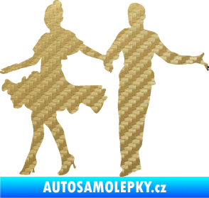 Samolepka Tanec 002 pravá latinskoamerický tanec pár 3D karbon zlatý