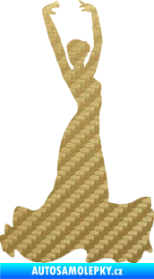 Samolepka Tanec 006 pravá tanečnice flamenca 3D karbon zlatý