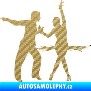 Samolepka Tanec 009 levá latinskoamerický tanec pár 3D karbon zlatý