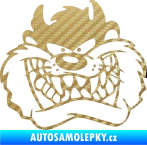 Samolepka Tazman zubatej levá 3D karbon zlatý