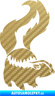 Samolepka Tchoř 002 pravá zvednutý ocas 3D karbon zlatý