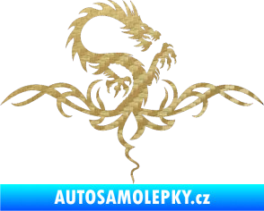 Samolepka Tetování 114 drak 3D karbon zlatý