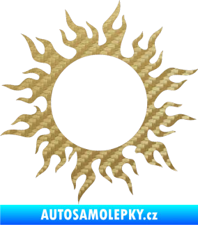 Samolepka Tetování 116 slunce s plameny 3D karbon zlatý