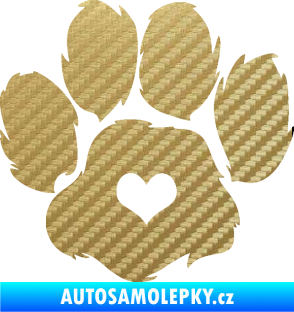 Samolepka Tlapka 006 levá 3D karbon zlatý