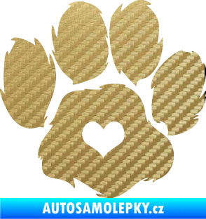 Samolepka Tlapka 006 pravá 3D karbon zlatý