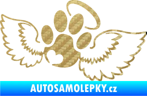 Samolepka Tlapka 010 andělíček pravá 3D karbon zlatý