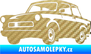 Samolepka Trabant karikatura levá 3D karbon zlatý