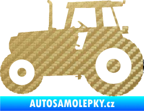 Samolepka Traktor 001 levá 3D karbon zlatý