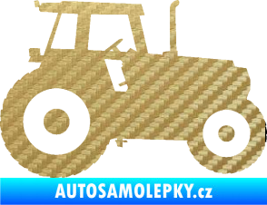 Samolepka Traktor 001 pravá 3D karbon zlatý
