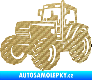 Samolepka Traktor 002 levá Zetor 3D karbon zlatý