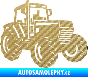 Samolepka Traktor 002 pravá Zetor 3D karbon zlatý