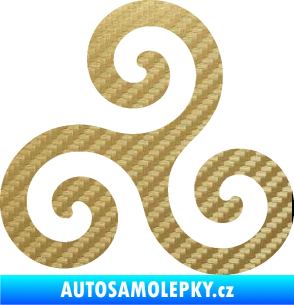 Samolepka Triskelion keltský znak 3D karbon zlatý