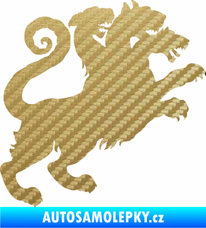 Samolepka Trojhlavý pes kerberos 002 pravá 3D karbon zlatý