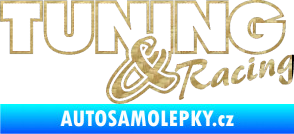 Samolepka Tuning racing obrys 3D karbon zlatý
