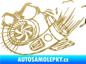 Samolepka Turbo 003 levá angry 3D karbon zlatý