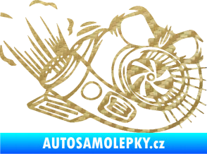 Samolepka Turbo 003 pravá angry 3D karbon zlatý