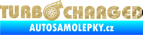 Samolepka Turbo charged nápis 3D karbon zlatý