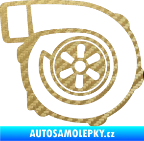 Samolepka Turbo silueta 001  pravá 3D karbon zlatý