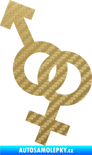 Samolepka Ty a já 001 symbol pro muže a ženu 3D karbon zlatý