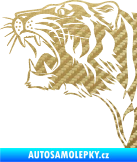 Samolepka Tygr 002 levá 3D karbon zlatý