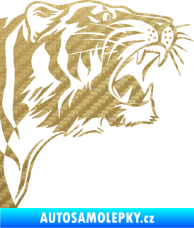 Samolepka Tygr 002 pravá 3D karbon zlatý