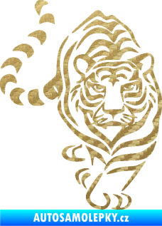 Samolepka Tygr 008 pravá 3D karbon zlatý