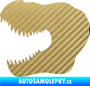 Samolepka Tyrannosaurus Rex lebka 001 levá 3D karbon zlatý