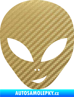 Samolepka UFO 003 pravá 3D karbon zlatý