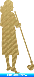 Samolepka Uklízečka 001 pravá 3D karbon zlatý