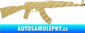 Samolepka Útočná puška AK 47 pravá 3D karbon zlatý