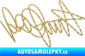 Samolepka Valentino Rossi podpis 3D karbon zlatý