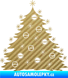 Samolepka Vánoční stromeček 001 3D karbon zlatý