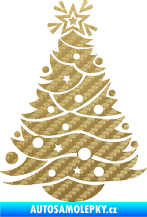 Samolepka Vánoční stromeček 002 3D karbon zlatý
