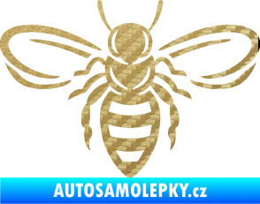 Samolepka Včela 002 3D karbon zlatý