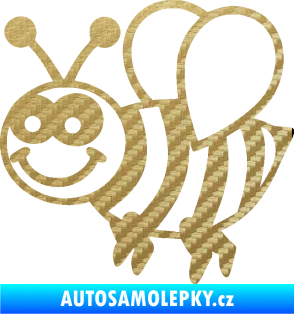 Samolepka Včela 003 levá happy 3D karbon zlatý