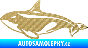 Samolepka Velryba 004 levá 3D karbon zlatý