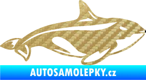 Samolepka Velryba 004 pravá 3D karbon zlatý