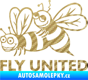 Samolepka Veselé vosy fly united levá 3D karbon zlatý