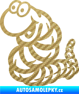 Samolepka Veselý červík levá 3D karbon zlatý