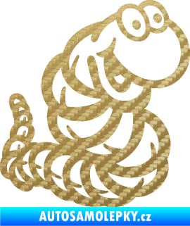 Samolepka Veselý červík pravá 3D karbon zlatý