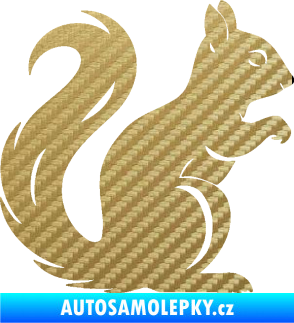 Samolepka Veverka 004 pravá 3D karbon zlatý