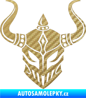 Samolepka Vikingská helma 3D karbon zlatý