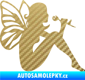 Samolepka Víla 001 pravá 3D karbon zlatý