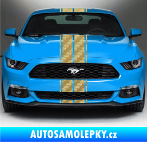 Samolepka Viper pruhy dvojité  1,5 cm + 11 cm + 11 cm + 1,5 cm 3D karbon zlatý