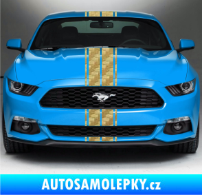 Samolepka Viper pruhy dvojité 1,5 cm + 9 cm + 9 cm + 1,5 cm 3D karbon zlatý