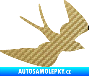 Samolepka Vlaštovka 001 pravá 3D karbon zlatý