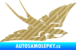 Samolepka Vlaštovka 002 pravá 3D karbon zlatý