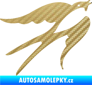 Samolepka Vlaštovka 003 pravá 3D karbon zlatý