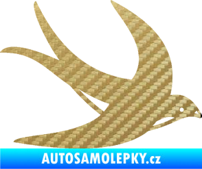 Samolepka Vlaštovka 004 pravá 3D karbon zlatý