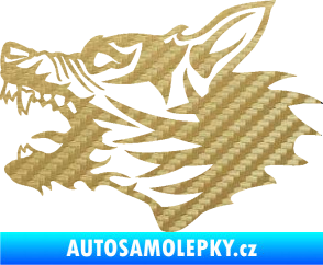 Samolepka Vlk 003 levá 3D karbon zlatý
